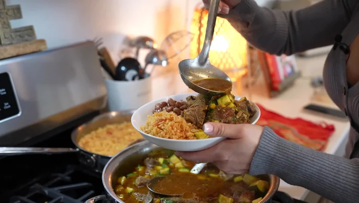Serve with rice and beans.