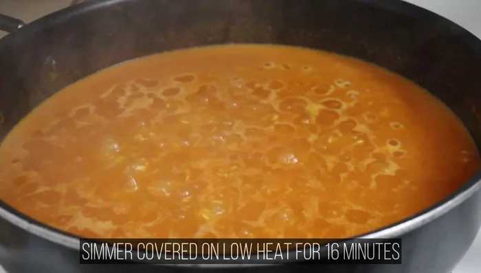 Reduce heat to 3, cover, and simmer for 16 minutes.