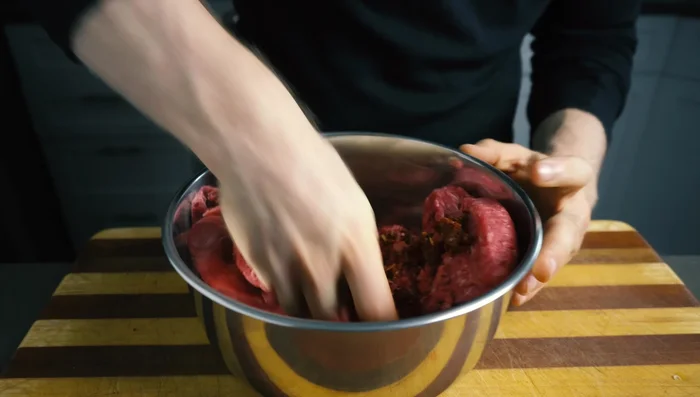 Mix the spice paste into the ground meat of your choice.