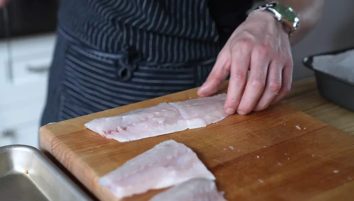 Prepare the grilled fish: Choose a fatty white fish. Lightly spray a wire rack and the fish with cooking spray. Season with salt and pepper. Grill skin-side down (1-2 minutes), then flip and finish cooking on the cooler side of the grill (30 seconds – 2 minutes).