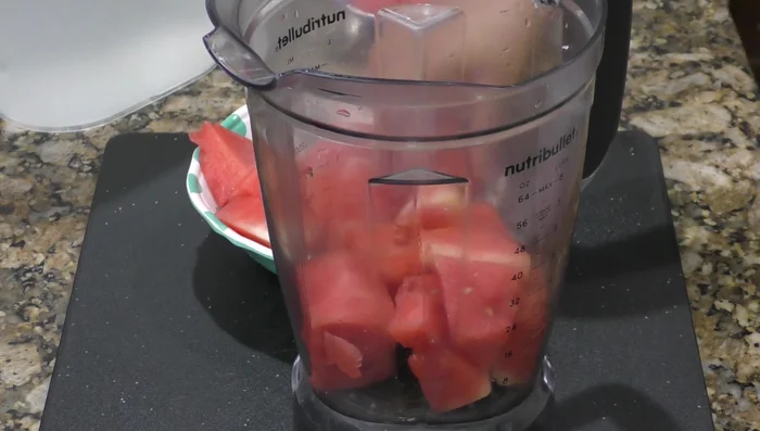 Blend the watermelon, ½ cup of sugar (optional), and chia seeds in a blender.