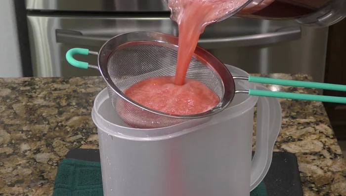 Strain the blended watermelon mixture.