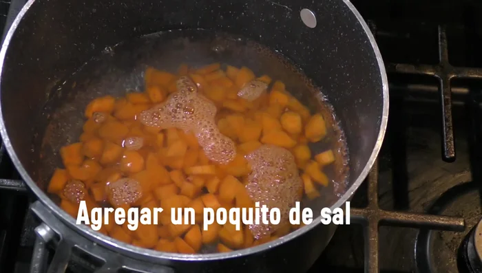 Cook carrots and peas separately in boiling water with a little salt until tender.