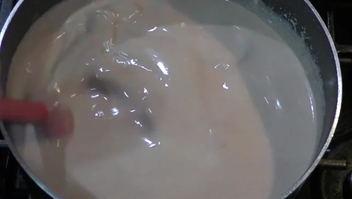 Stir continuously on low heat for about 12 minutes to prevent sticking.