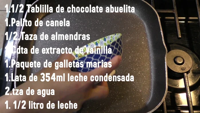 Toast the almonds in a pan until golden brown.