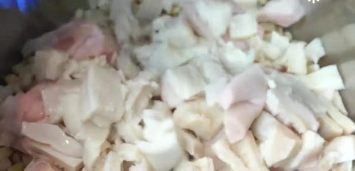 Add the tripe. If the menudo is tasteless, add chicken or beef broth.