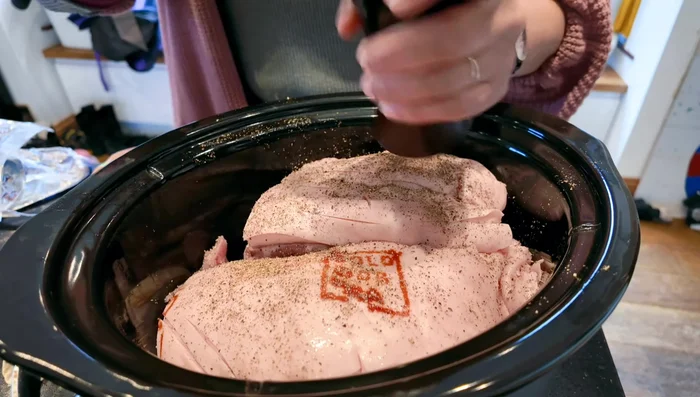 Season the pork generously with salt, black pepper, lemon juice, and teriyaki sauce.