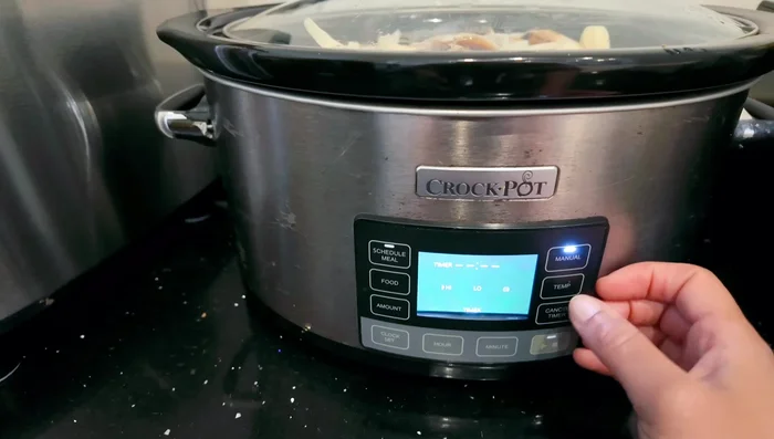 Place the pork in the crock pot and cook on low for 5-6 hours (adjust cooking time based on the weight of the pork).