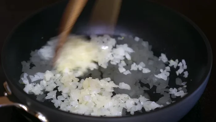 Sauté finely chopped onion until golden brown (5-6 mins).