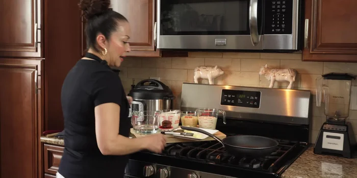 Brown the plantains in a pan with butter over medium-low heat, about 2-3 minutes per side until golden brown.
