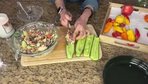 Healthy Mexican Avocado Chicken Salad in Cucumber Boats