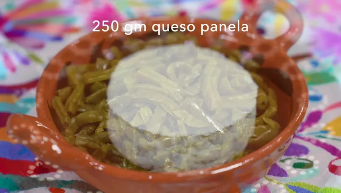 Prepare the cheese: Cut the panela cheese into pieces.