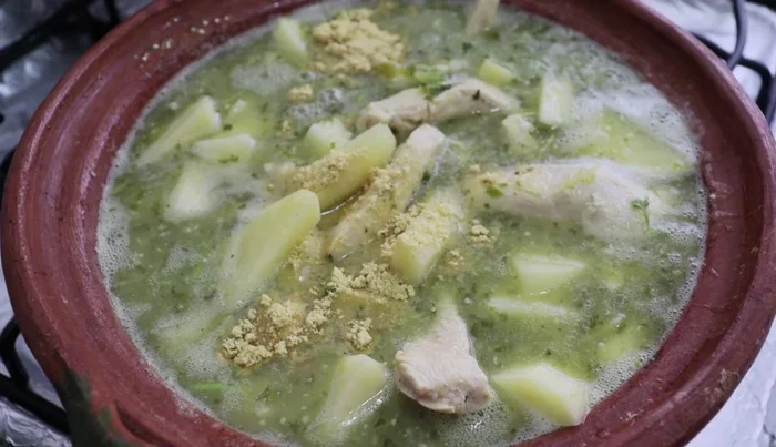 Add chicken broth and bring to a boil. Cook until potatoes and chicken are done.