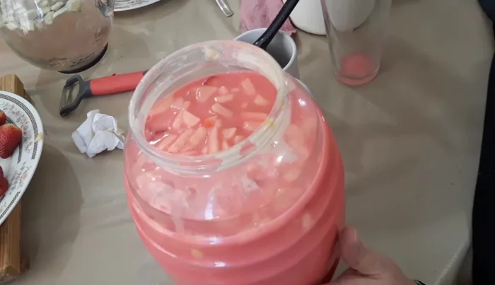 Add ice to the fruit water.