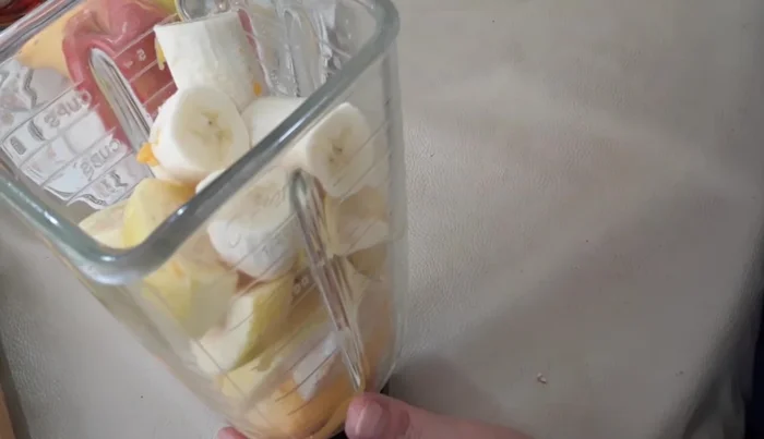 Blend the cut fruit with water until smooth.