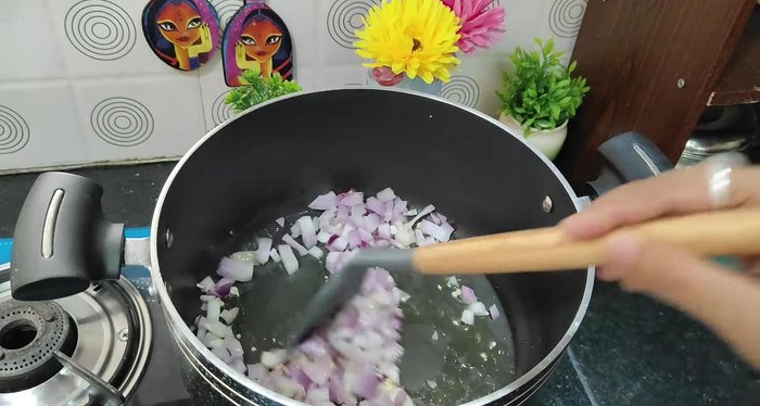 Add chopped onions and fry until light golden brown.