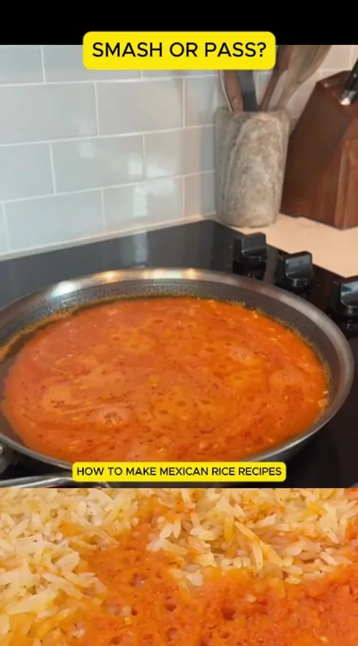 Pour the strained mixture over the rice in the pan. Once it starts to bubble, mix well.