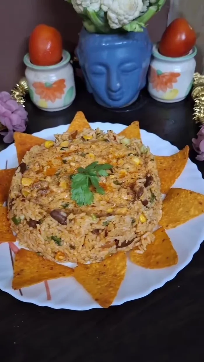 Serve with nachos and rice.