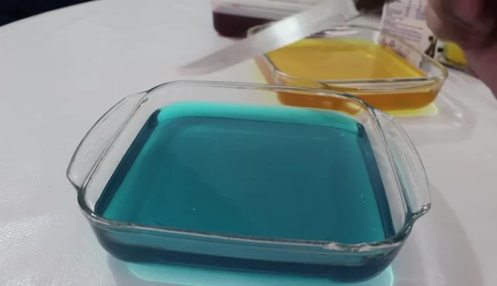 Once the gelatins are fully set, cut them into small pieces.