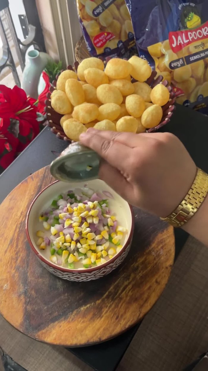 Prepare the filling: Chop capsicum, onion, and roasted corn. Add spicy spices (details in caption), black gram or kidney beans.