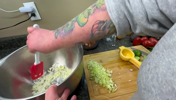 Mix chopped onion with lime juice to reduce strong flavor.
