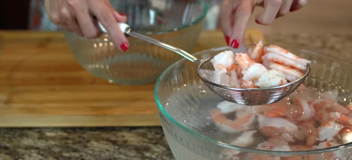 Strain the shrimp broth.