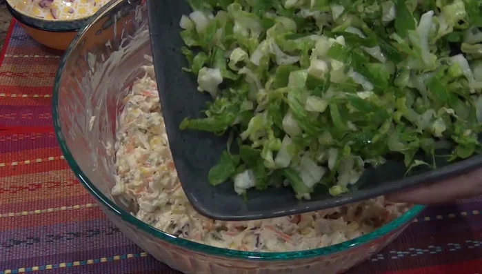 Gently fold in the chopped lettuce.