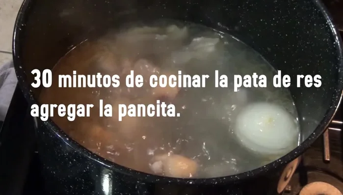 Add the beef belly to the pot with the shank. Continue cooking for another 2.5 hours.