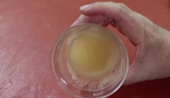 Melt the gelatin: Heat the set gelatin for about 30 seconds in the microwave or until liquid.