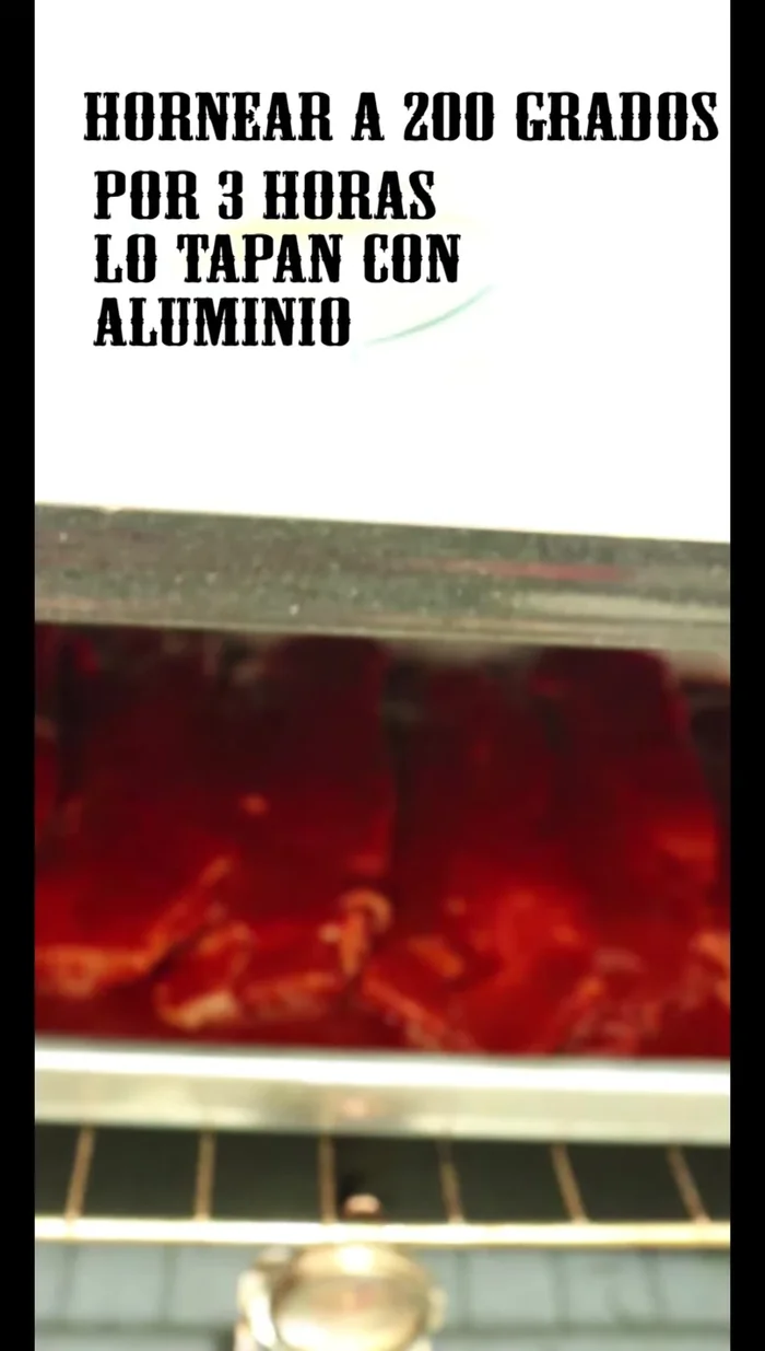 Bake the marinated chamorros in the oven at 200 degrees for 3 hours.