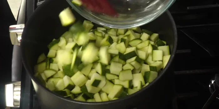Add the zucchini, cover, and cook for 4-5 minutes, or until tender but still firm.