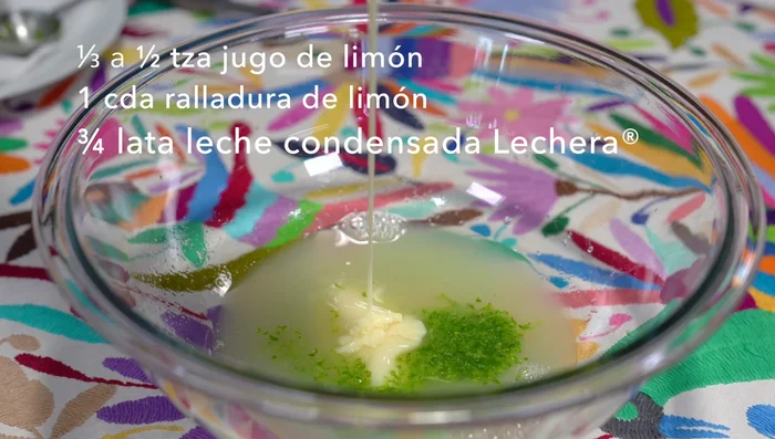 In a separate bowl, combine the lemon zest, lemon juice, and condensed milk. Mix until well combined and diluted.
