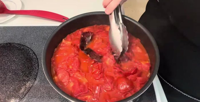 Blend guajillo chilies with very little water. Strain and set aside.