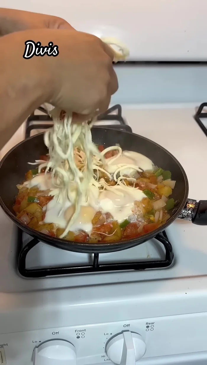 Once cooked, top with Quesillo cheese.