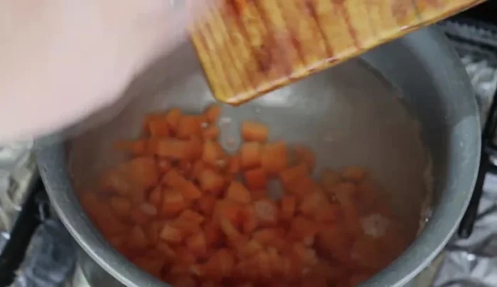 Add chopped carrots, salt, and simmer for 15-20 minutes. (40.52)