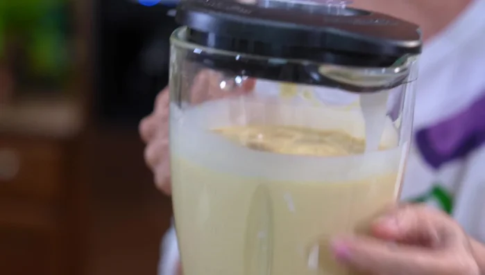 Pour the mixture into a glass container.