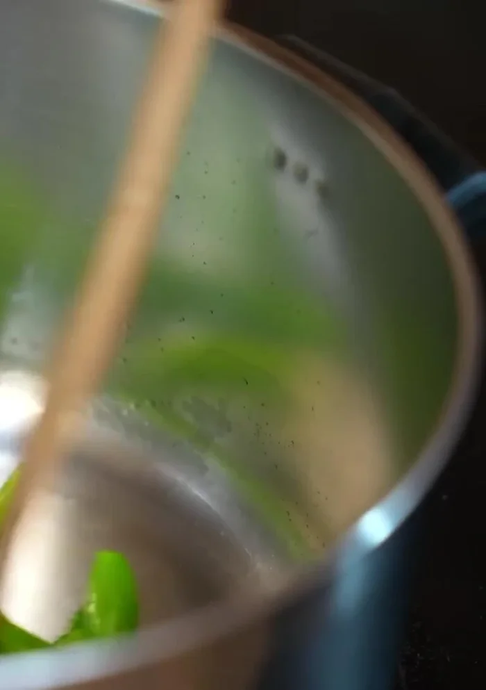In a pan, optionally fry the jalapeño strips for 4-5 minutes. Add the blended tomato mixture, season with salt or chicken bouillon powder, and cook over medium heat until the tomato changes color (about 5 minutes).