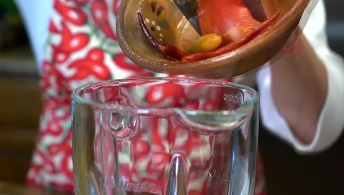 Blend the cooked ingredients in a blender with enough cooking water to facilitate blending. Blend well for several minutes.