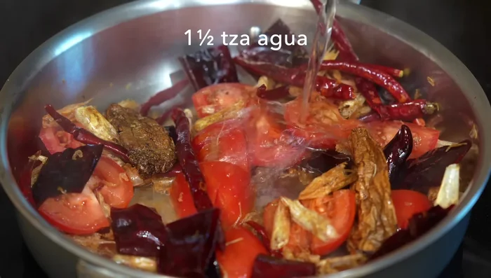 Add water, cover, and cook for 10 minutes until chiles and tomatoes are soft. Let cool slightly.