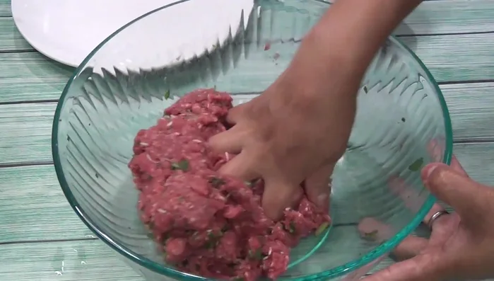 Form the meat mixture into small meatballs.
