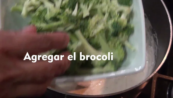 Add the washed and cut broccoli.