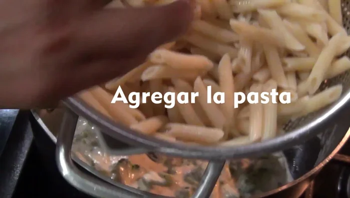 Add the cooked pasta to the cream sauce.