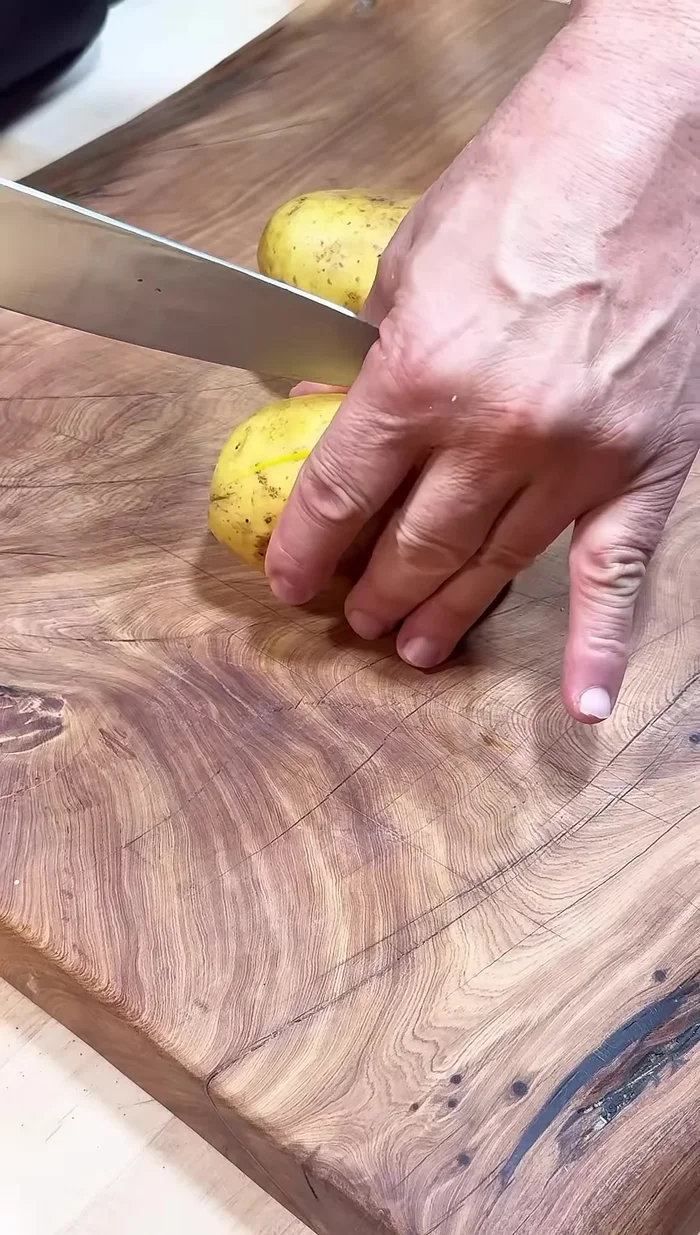 Add cubed Yukon gold potatoes (during the last 20-30 minutes of cooking).