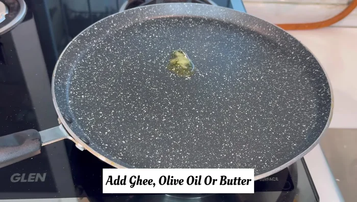 Heat ghee, olive oil, or butter in the pan. Cook the tacos until golden brown on both sides, applying ghee as needed.