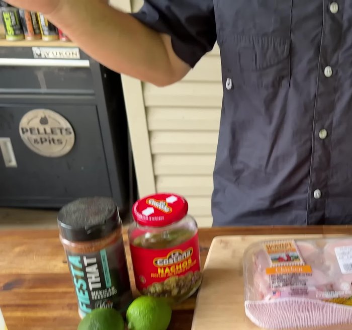 Prepare the chicken marinade: Combine chicken thighs, jalapeno juice, lime juice, Fiesta seasoning, and oil. Mix well, cover with plastic wrap, and refrigerate for a few hours. (10-27)