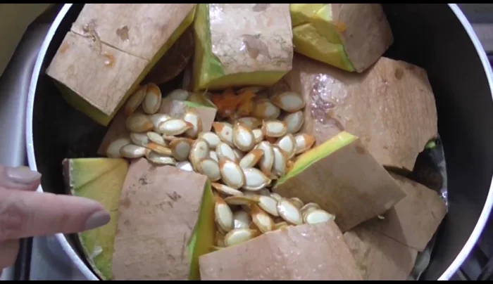 Bring to a boil, then simmer, turning the pumpkin pieces occasionally to ensure even cooking and flavor absorption.