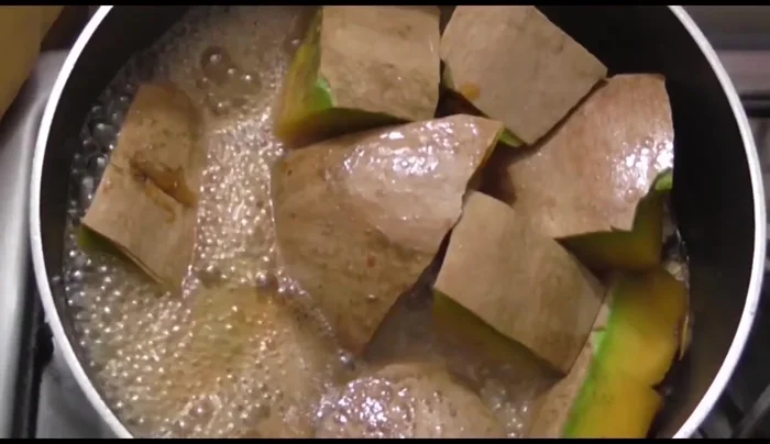Simmer for approximately 30 minutes on medium heat, until the pumpkin is tender and has absorbed the piloncillo flavor. Check and turn pieces regularly.