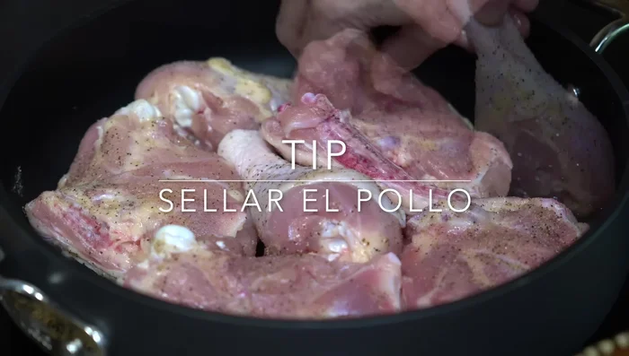 In a hot pan with little oil, seal chicken pieces over medium-high heat. Cook legs and thighs until seared (about 7 minutes per side).