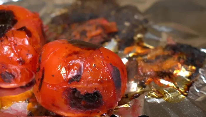 Roast tomatoes, garlic, onion, and oregano.