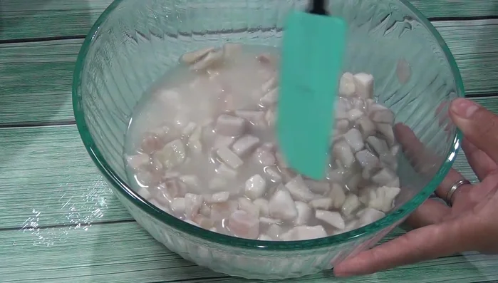 Strain the marinated fish to remove excess lemon juice (449.15).